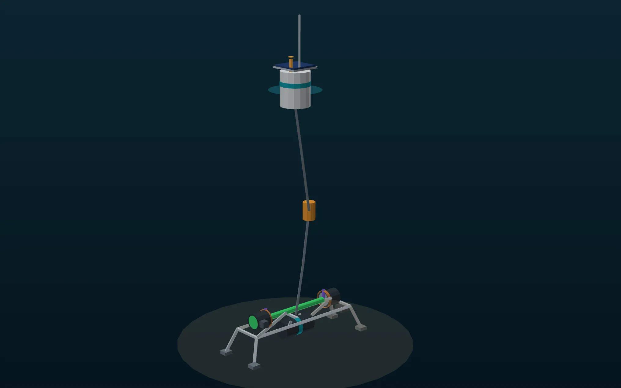 Design for the Submarius clarity sensor: a solar buoy tethered to a seabed frame holding the instrument